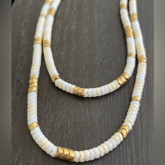 Two J.Crew Layered Chevron Bead Necklaces | 2 for 1!!! | White Blue Gold - Picture 7 of 11